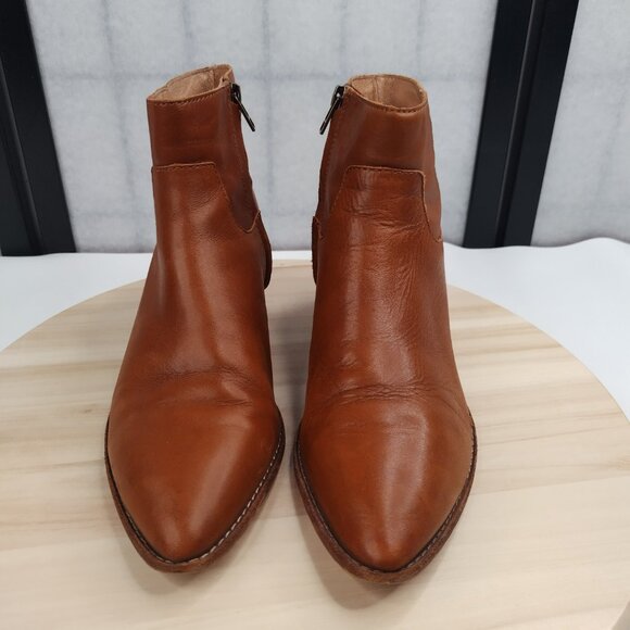 Madewell Charley Bootie Leather Block Heel English Saddle K5307 Women US 8 - Picture 2 of 16